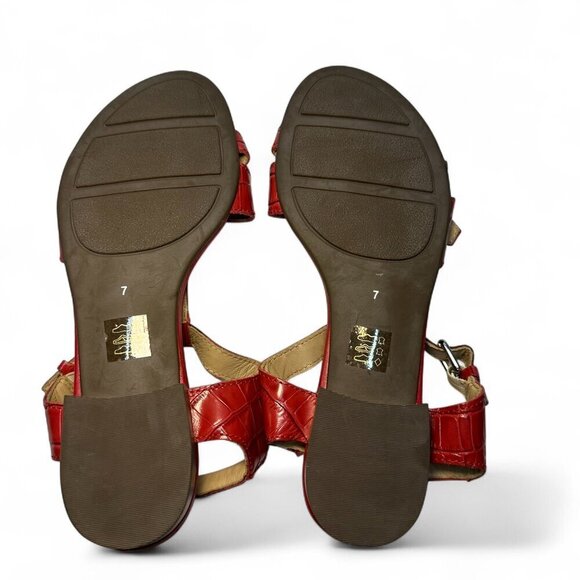 MARC JOSEPH Women's Terrace Round Toe Flat Sandals - Red Croc, Size US 7 - Picture 9 of 11